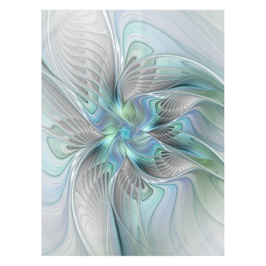 Abstracte blauwe groene vlinder Fantasy Fractal Ar Tafelkleed (Voorkant)