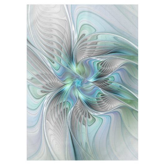 Abstracte blauwe groene vlinder Fantasy Fractal Ar Tafelkleed (Voorkant)