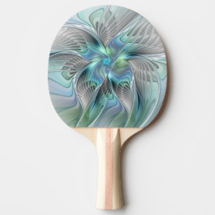 Abstracte blauwe groene vlinder Fantasy Fractal Ar Tafeltennisbatje