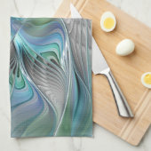 Abstracte blauwe groene vlinder Fantasy Fractal Ar Theedoek (Quarter Fold)