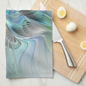 Abstracte blauwe groene vlinder Fantasy Fractal Ar Theedoek (Quarter Fold)