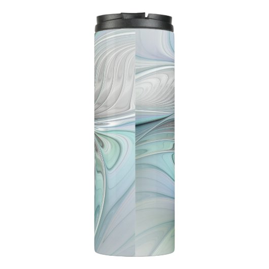 Abstracte blauwe groene vlinder Fantasy Fractal Ar Thermosbeker (Achterkant)