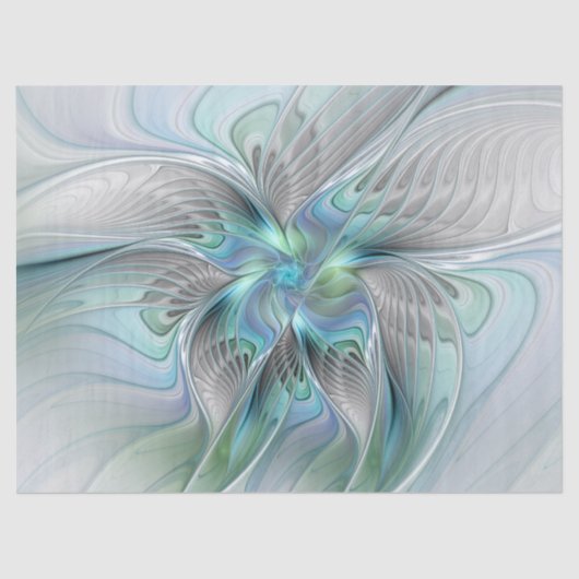 Abstracte blauwe groene vlinder Fantasy Fractal Ar Tissuepapier (Voorkant)