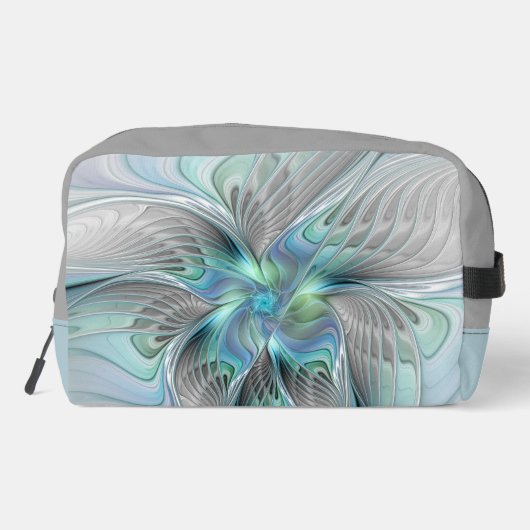Abstracte blauwe groene vlinder Fantasy Fractal Ar Toilettasje (Achterkant)