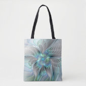 Abstracte blauwe groene vlinder Fantasy Fractal Ar Tote Bag (Voorkant)
