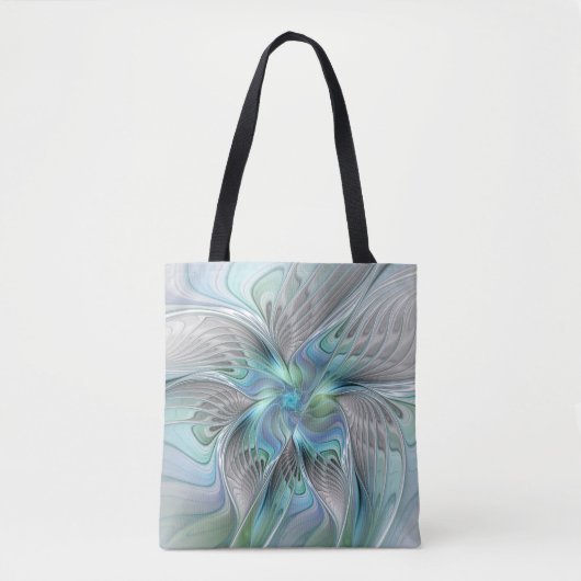 Abstracte blauwe groene vlinder Fantasy Fractal Ar Tote Bag (Voorkant)
