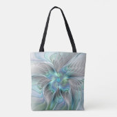 Abstracte blauwe groene vlinder Fantasy Fractal Ar Tote Bag (Achterkant)