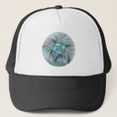 Abstracte blauwe groene vlinder Fantasy Fractal Ar Trucker Pet (Voorkant)