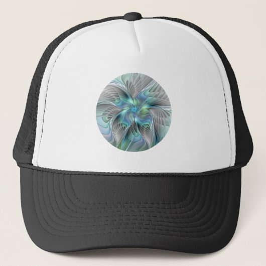 Abstracte blauwe groene vlinder Fantasy Fractal Ar Trucker Pet (Voorkant)