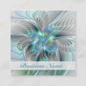 Abstracte blauwe groene vlinder Fantasy Fractal Ar Vierkante Visitekaartje (Voorkant)