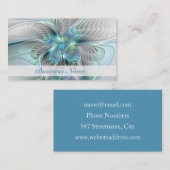 Abstracte blauwe groene vlinder Fantasy Fractal Ar Visitekaartje (Voorkant / Achterkant)