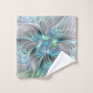 Abstracte blauwe groene vlinder Fantasy Fractal Ar Washandje
