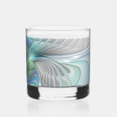 Abstracte blauwe groene vlinder Fantasy Fractal Ar Whisky Glas (Achterkant)