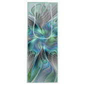 Abstracte blauwe groene vlinder Fantasy Fractal Ar Wijn Cadeautas (Voorkant)