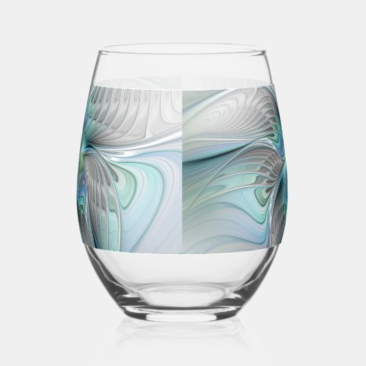Abstracte blauwe groene vlinder Fantasy Fractal Ar Wijnglas Zonder Voet (Rechts)