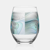 Abstracte blauwe groene vlinder Fantasy Fractal Ar Wijnglas Zonder Voet (Links)