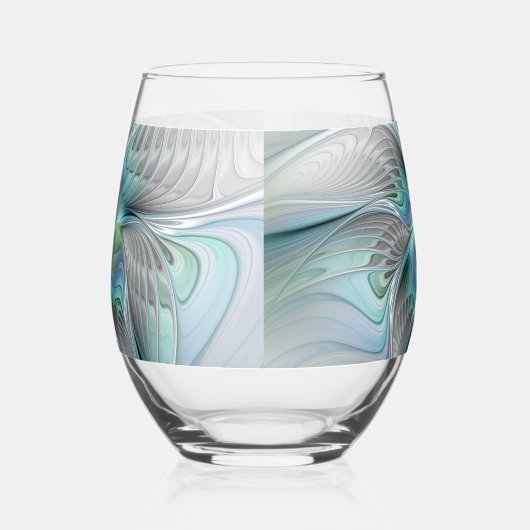 Abstracte blauwe groene vlinder Fantasy Fractal Ar Wijnglas Zonder Voet (Links)