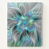 Abstracte blauwe groene vlinder Fantasy Fractal Na Notitieboek (Achterkant)