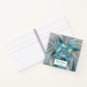 Abstracte blauwe groene vlinder Fantasy Fractal Na Notitieboek (Binnen)