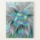 Abstracte blauwe groene vlinder Fantasy Fractal Na Planner (Achterkant)