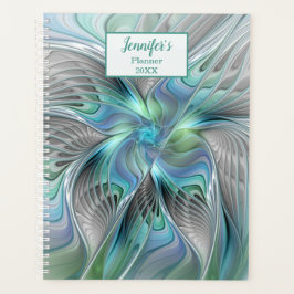 Abstracte blauwe groene vlinder Fantasy Fractal Na Planner