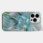 Abstracte Blauwe Groene Vlinder Fantasy Fractale K iPhone Hoesje (Achterkant horizontaal)