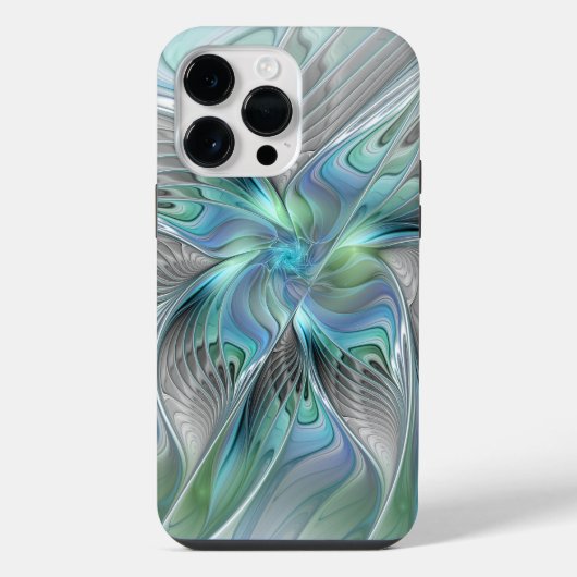 Abstracte Blauwe Groene Vlinder Fantasy Fractale K iPhone Hoesje (Achterkant)