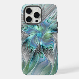 Abstracte Blauwe Groene Vlinder Fantasy Fractale K iPhone 15 Pro Max Case
