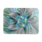 Abstracte Blauwe Groene Vlinder Fantasy Fractale K Magneet (Horizontaal)