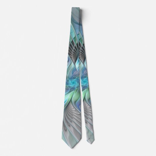 Abstracte Blauwe Groene Vlinder Fantasy Fractale K Stropdas (Voorkant)