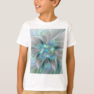 Abstracte Blauwe Groene Vlinder Fantasy Fractale K T-shirt