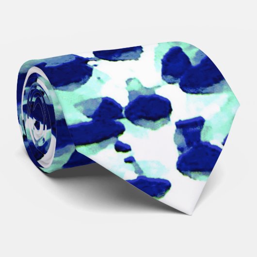 Abstracte blauwe groene Waterverf Afdrukgenten Str Stropdas (Opgerold)