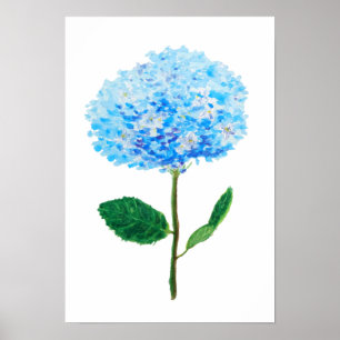 abstracte blauwe hydrangea waterverf poster