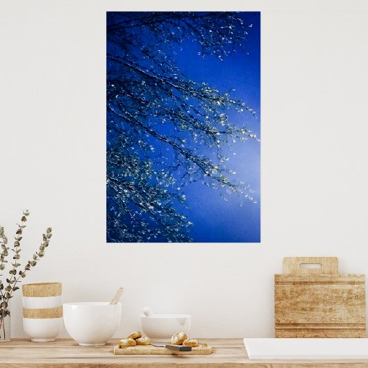 Abstracte Blauwe IJsboom Poster (Keuken)