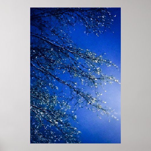 Abstracte Blauwe IJsboom Poster (Voorkant)