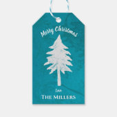 Abstracte Blauwe Kerstmis Merry Kerstry Cadeaulabel (Voorkant)
