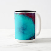Abstracte blauwe koffie-Mok Tweekleurige Koffiemok (Voorkant rechts)