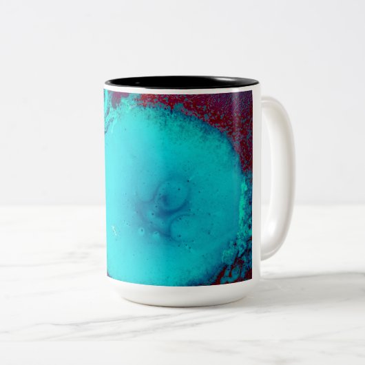 Abstracte blauwe koffie-Mok Tweekleurige Koffiemok (Voorkant rechts)