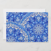 Abstracte Blauwe Krullen - Uitnodiging Bruidsfeest (Achterkant)