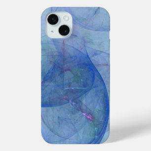 abstracte blauwe kunst iPhone 15 mini hoesje