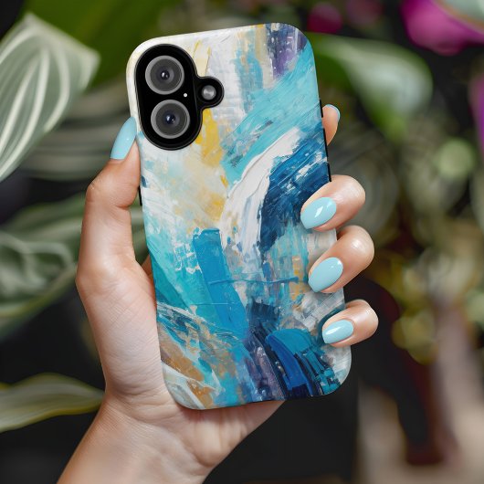 Abstracte Blauwe Kwaststreken Moderne Kunst Case-Mate iPhone Case
