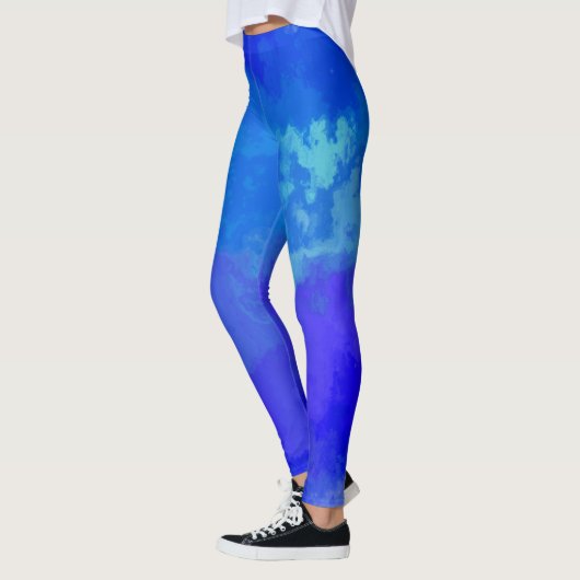 Abstracte blauwe Leggings (Links)