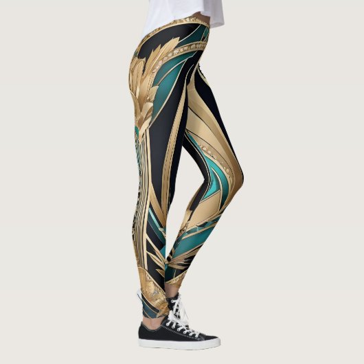 Abstracte blauwe Leggings (Rechts)