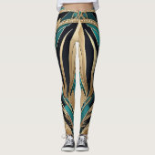 Abstracte blauwe Leggings (Voorkant)