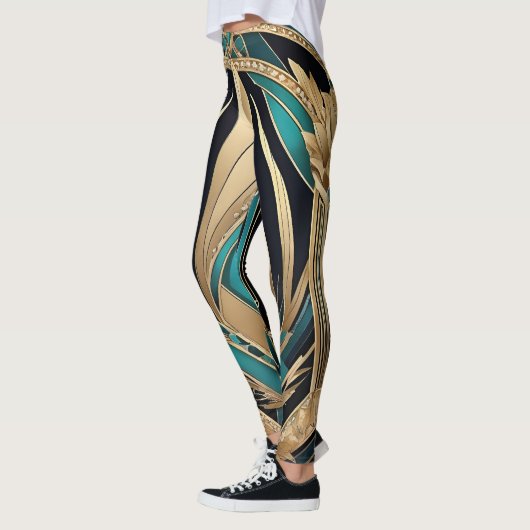 Abstracte blauwe Leggings (Links)