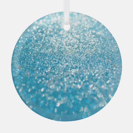 Abstracte blauwe lichten, artistieke achtergrond. glas ornament (Voorkant)