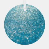 Abstracte blauwe lichten, artistieke achtergrond. glas ornament (Achterkant)