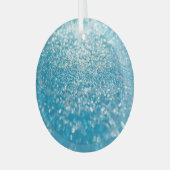 Abstracte blauwe lichten, artistieke achtergrond. glas ornament (Voorkant links)