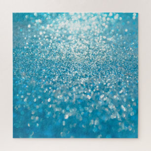 Abstracte blauwe lichten, artistieke achtergrond. legpuzzel