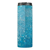 Abstracte blauwe lichten, artistieke achtergrond. thermosbeker (Achterkant)